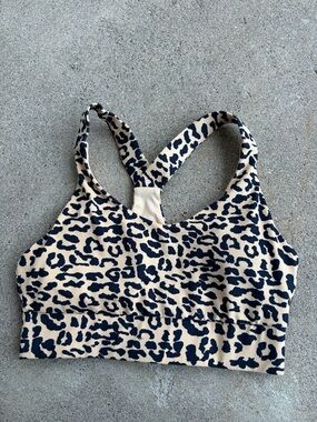 Kyodan Beige and Black Leopard-Print Racerback Sports Bra